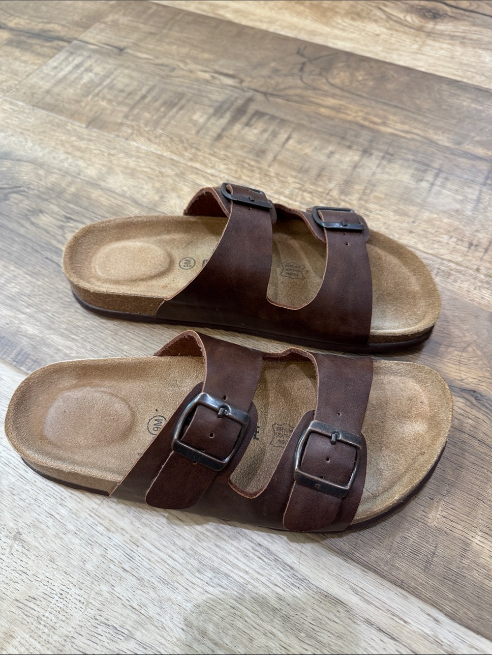 Brown Double Buckle Slide Sandals - Picture 2 of 7